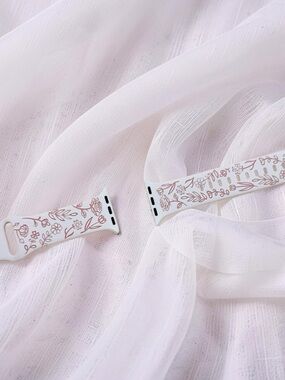 New Floral Design Apple Watch Bands  42mm 44mm 45mm 49mm in Pink White